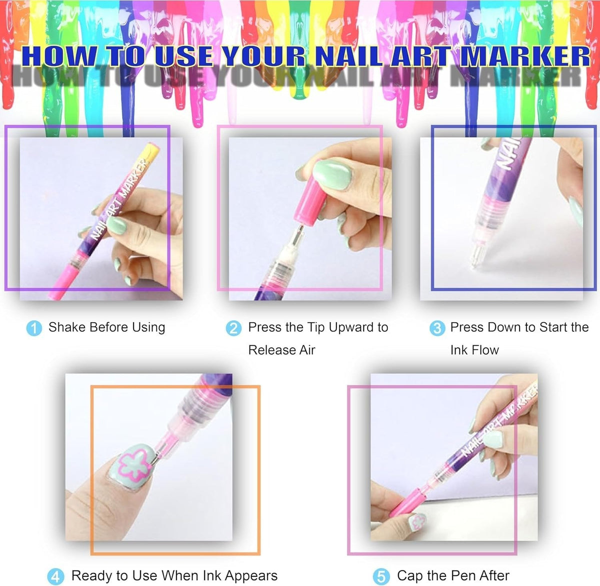 12 Colors Nail Art Marker Pen Set – DIY Creative Nail Design Pens 🎨💅