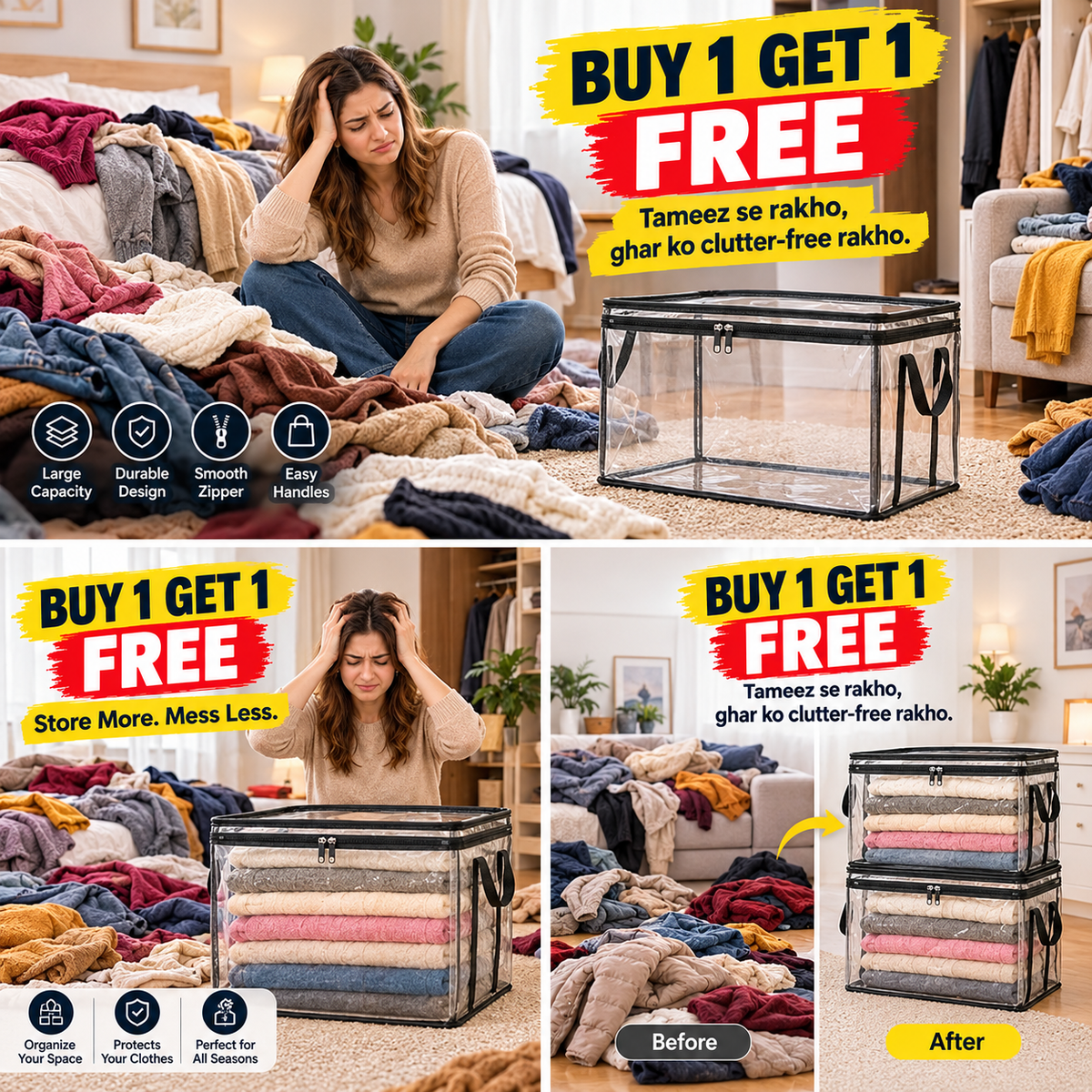 Large Dustproof Storage Box with Handle –  (BUY 1 GET 1 FREE)
