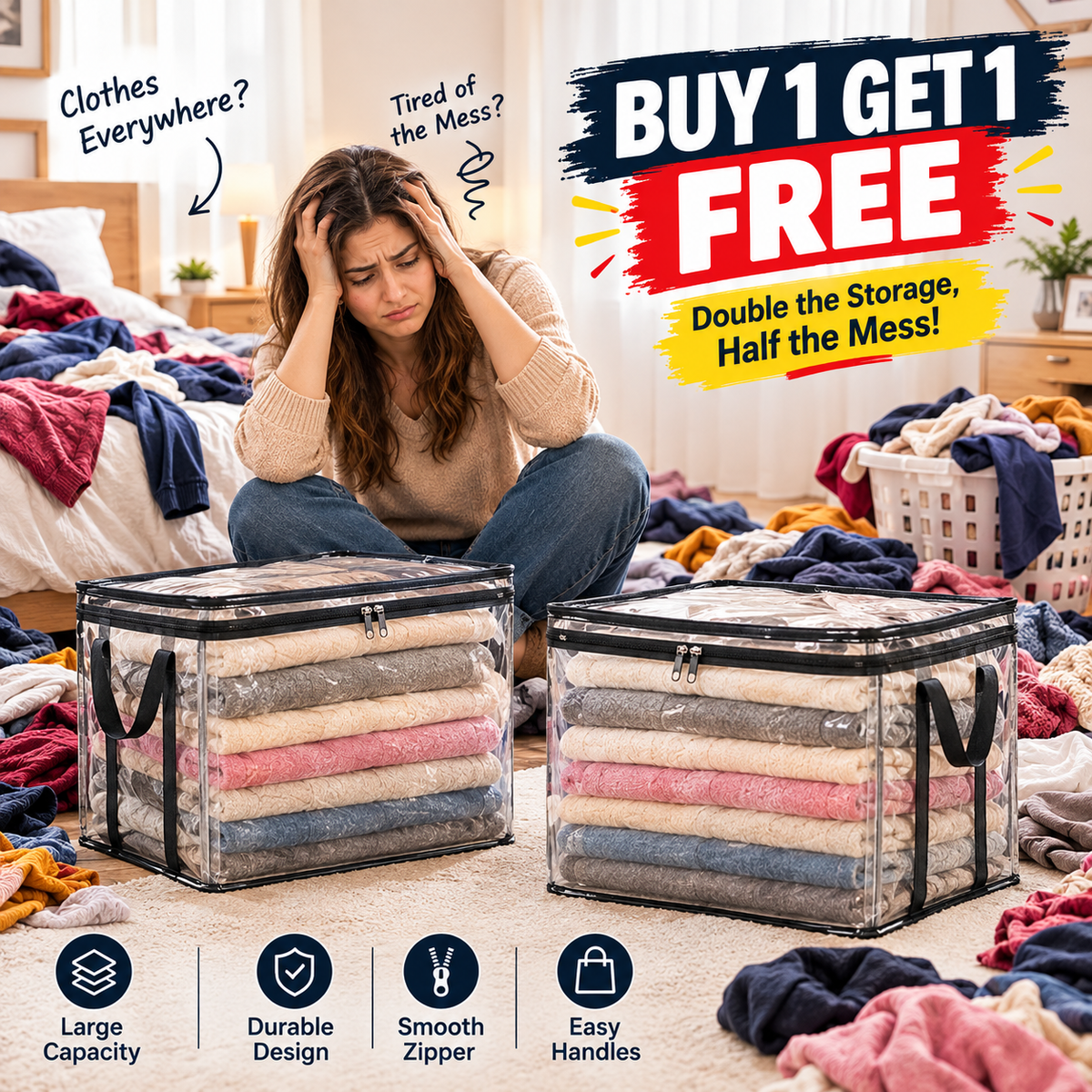 Large Dustproof Storage Box with Handle –  (BUY 1 GET 1 FREE)