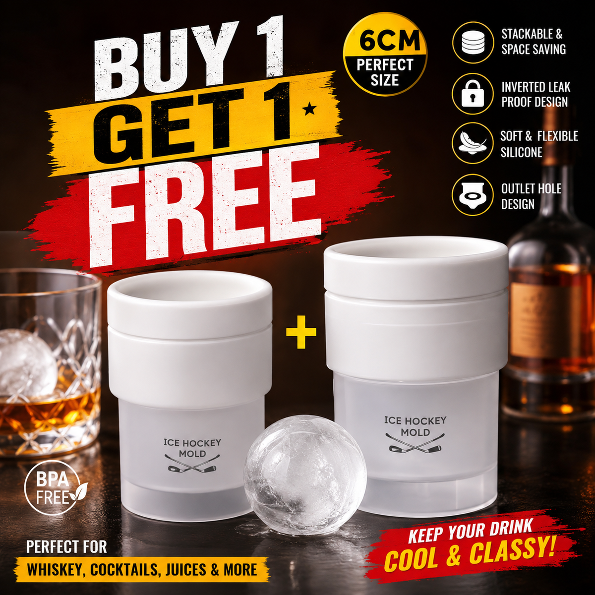 🥃Buy 1 Get 1 Free❄️ DIY Whisky Ice Balls – Slow Melt