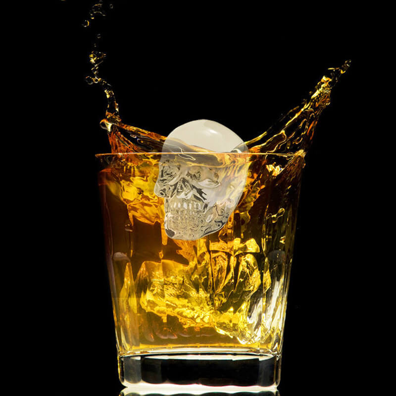 DIY Silicone Skull Ice Cube Tray – Giant slow-melt✨(4 Skull In One)