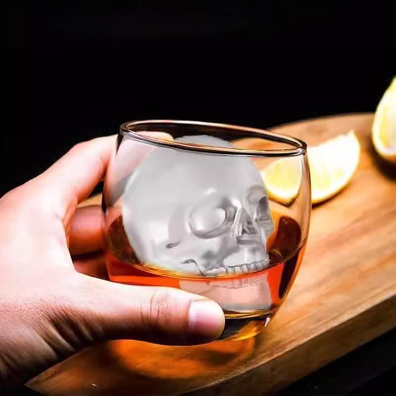 DIY Silicone Skull Ice Cube Tray – Giant slow-melt✨(4 Skull In One)