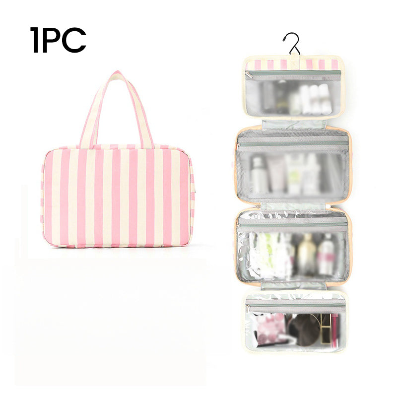 ✨ Striped Hanging Travel Toiletry Bag